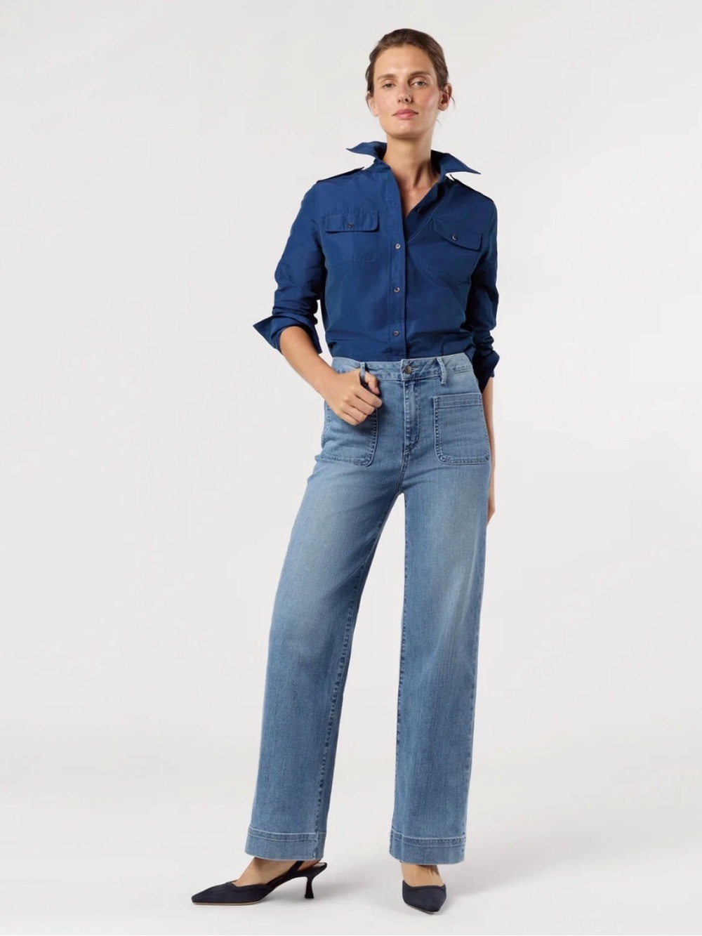 ANN MASHBURN Coco Patch Pocket
7-Year Indigo Stretch Denim Jeans size 28